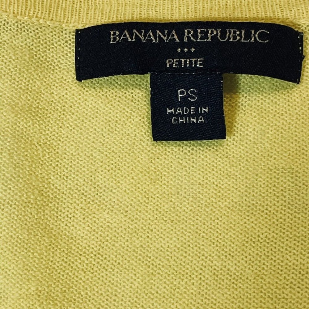 Banana Republic Women Extra Small XS Petite Yellow Linen Blend Beaded Knit - Picture 3 of 6